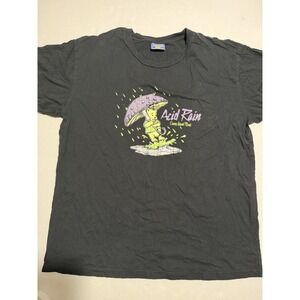 Coney Island Picnic 'acid rain' bear graphic, black tee, women's large‎ #1435